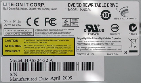 Graveur DVD Interne LITE-ON iHAS124-04 C SATA CD-R/RW DVD±R/RW DL 40x 32x