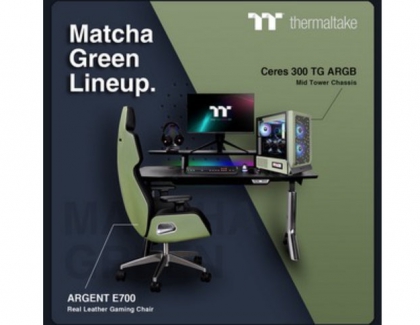 Thermaltake Reveals Matcha Green Lineup: Ceres 300 TG ARGB Mid Tower Chassis & ARGENT E700 Real Leather Gaming Chair