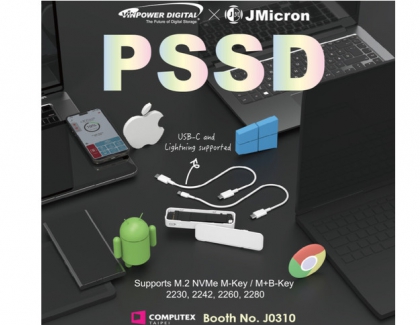 JMicron and Vinpower will introduce the WORLD'S FIRST Enhanced 10Gbps Portable SSD (PSSD) compatible with Apple iOS and supports iPhone iAP2 at Taiwan's 2024 Computex