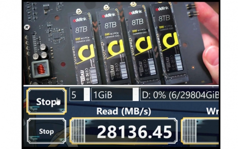addlink's S95 8TB SSD Achieves Impressive 28GB/s Speed in 32TB NVMe RAID Array
