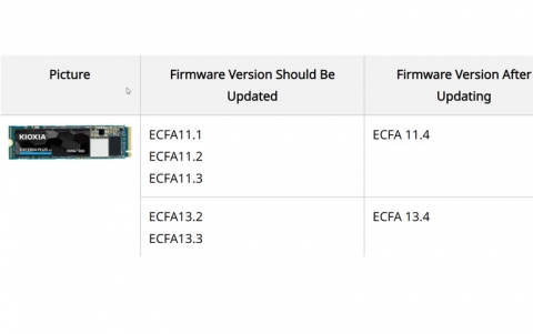 KIOXIA issues an urgent firmware update for EXCERIA PLUS G2 SSD, EXCERIA PLUS SSD, EXCERIA G2 SSD, EXCERIA SSD, TOSHIBA RD500 SSD or RC500 users