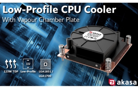 Akasa Launches 1U Low-Profile Vapour Chamber CPU Cooler