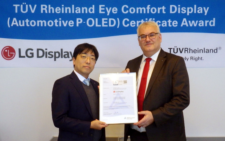 LG Display Receives Eye Comfort Display Certification for Automotive P-OLED Displays From TÜV Rheinland
