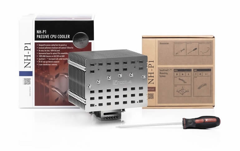 Noctua introduces NH-P1 passive CPU cooler and LS-PWM fan for semi-fanless systems