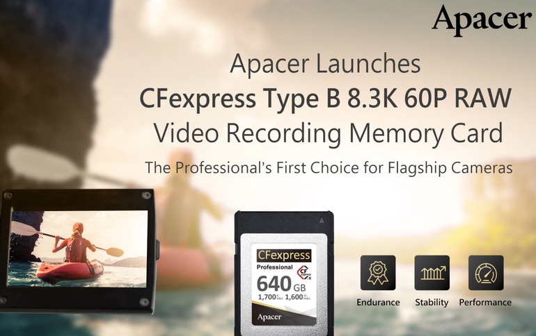 Apacer Launches CFexpress Type B 8.3K 60P RAW Video Recording Memory Card