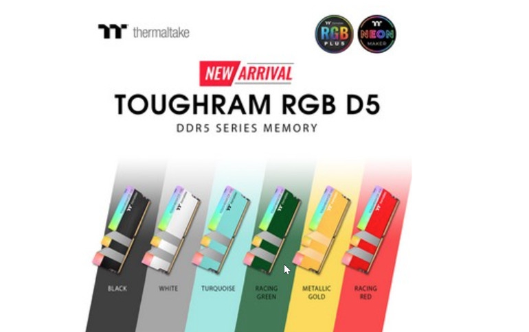 Thermaltake Announces the New TOUGHRAM RGB D5 Memory DDR5 in 6 Color Options