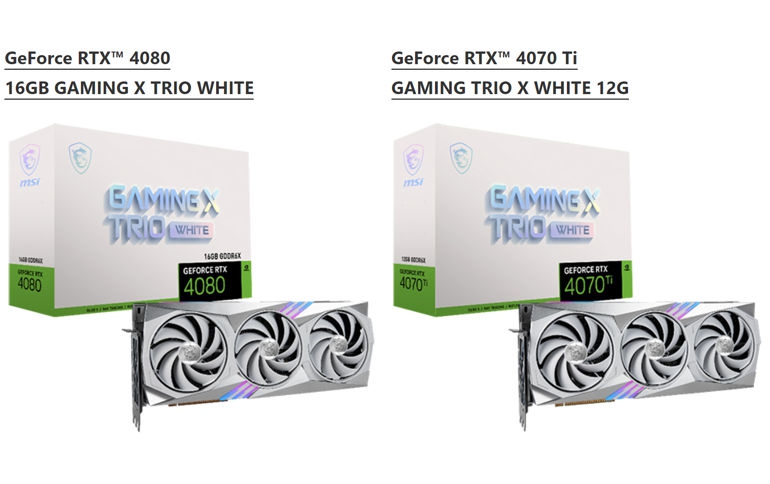 MSI announces NVIDIA GeForce RTX 4080, 4070 Ti GAMING TRIO WHITE cards