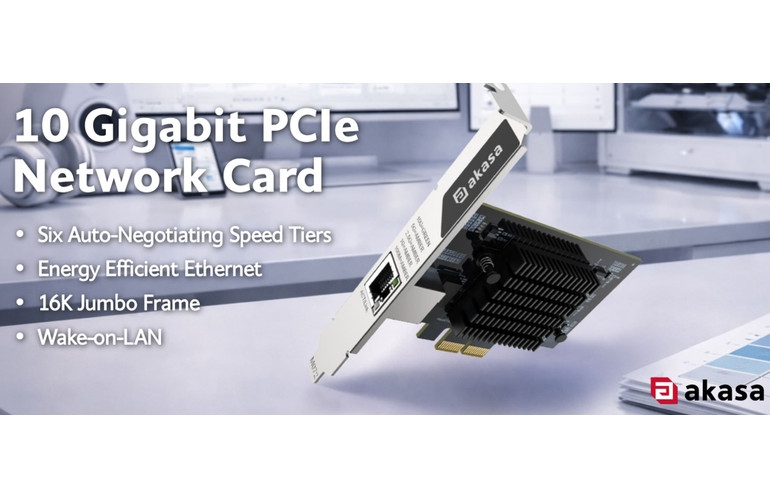 Akasa Introduces 10 Gigabit PCIe Network Card for Desktop, Workstation and Server Upgrades